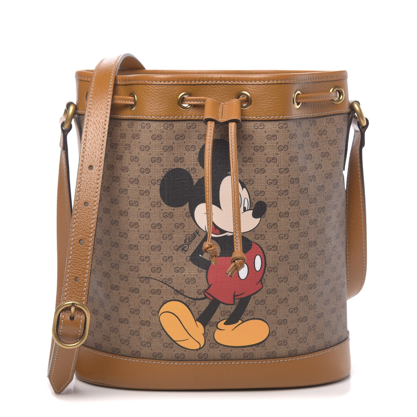 X DISNEY Mini Vintage GG Supreme Monogram Bucket Bag Beige Vintage Sun Oil