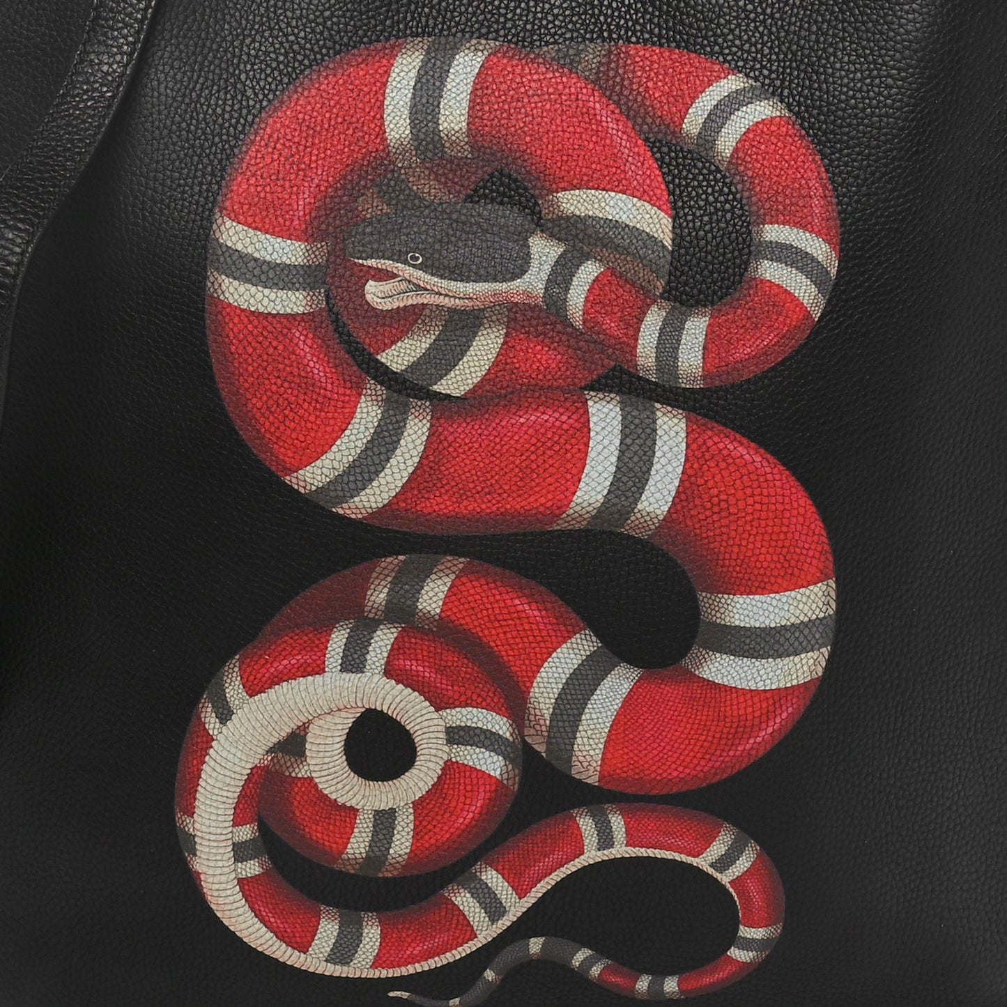 Calfskin Kingsnake Print Vertical Tote Black