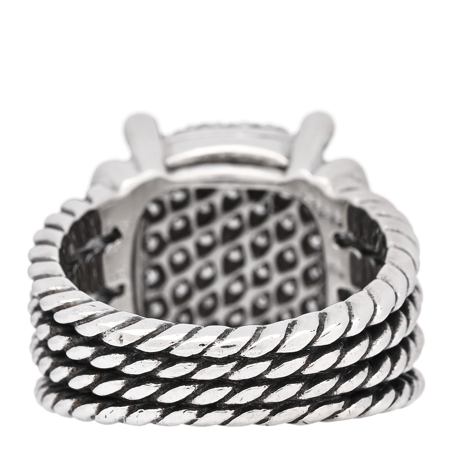 David Yurman Sterling Silver Diamond 16mm Wheaton Ring 54 7 3 of 4