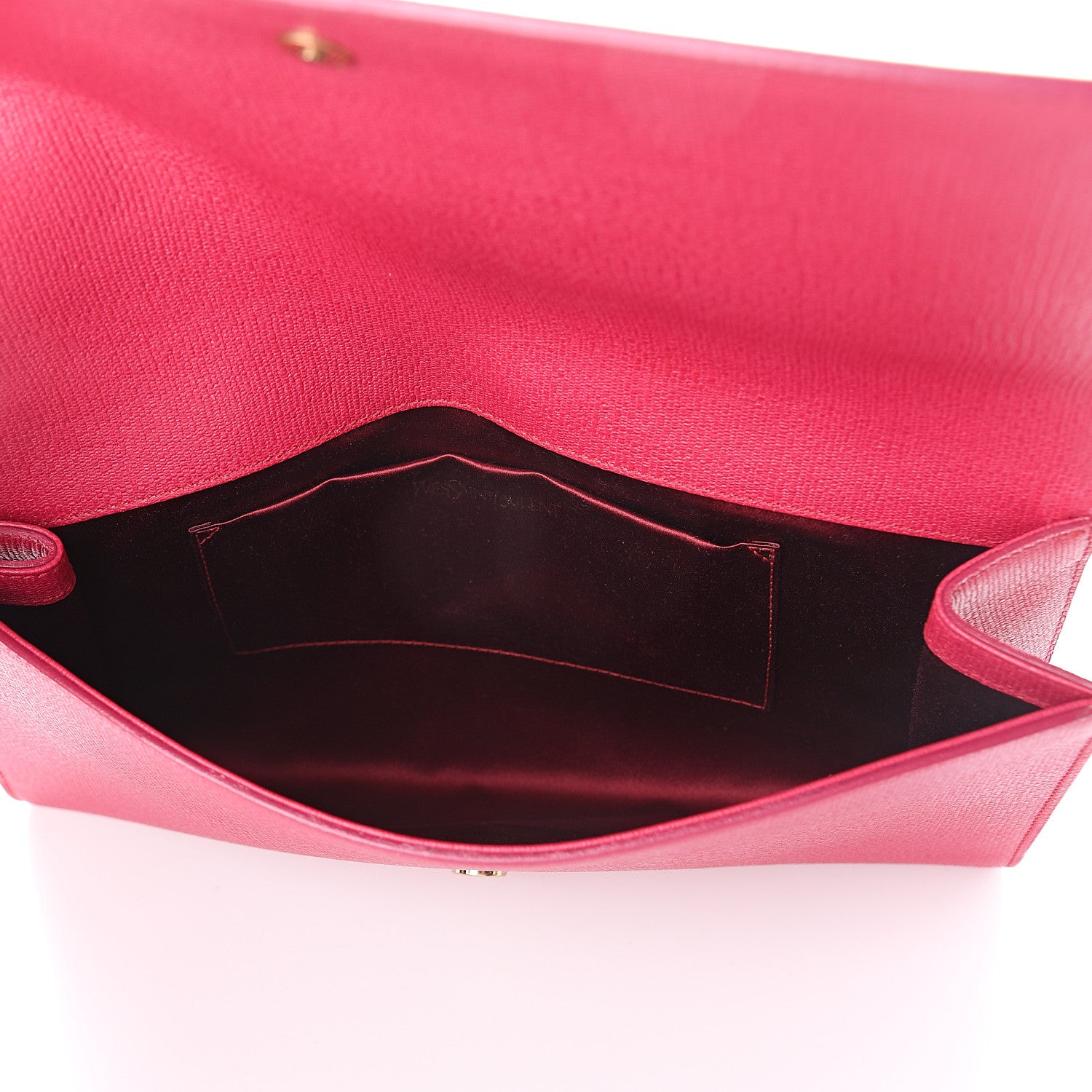 Saint Laurent Textured Calfskin Y Ligne Clutch Fuchsia 4 of 5