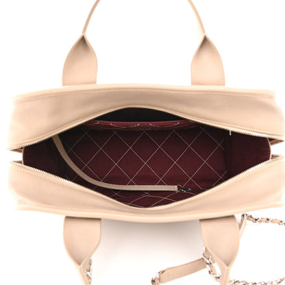 Chanel Caviar Quilted Deauville Bowling Bag Beige 4 of 9