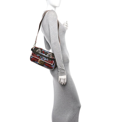 Fendi Fabric Jacquard FF 1974 Karligraphy Embroidered Baguette Tobacco Moro Rosso 2 of 9