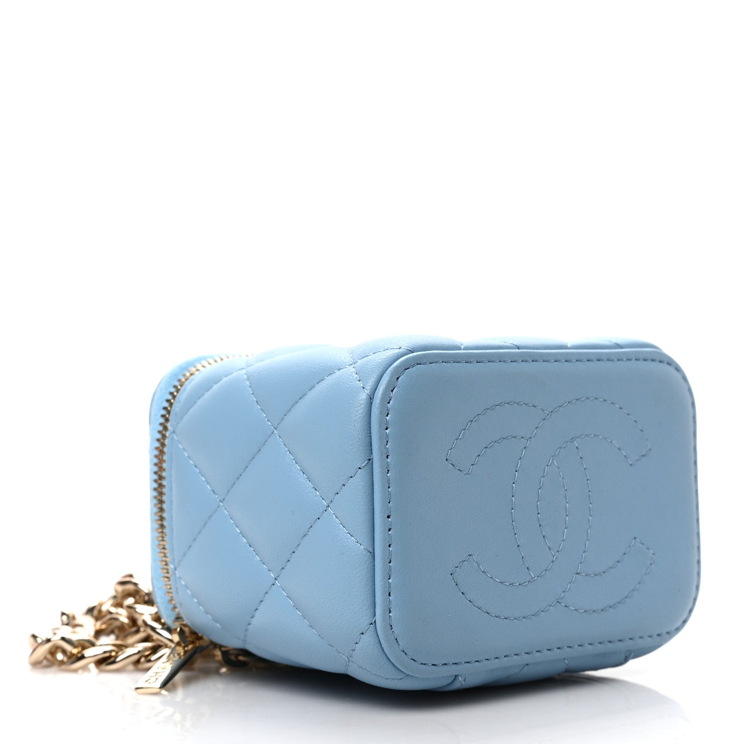 Chanel Lambskin Quilted Enamel Coco Mini Vanity Case With Chain Blue 4 of 10