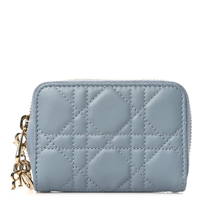 Christian Dior Lambskin Cannage Small Lady Dior Voyageur Coin Purse Cloud Blue 1 of 7