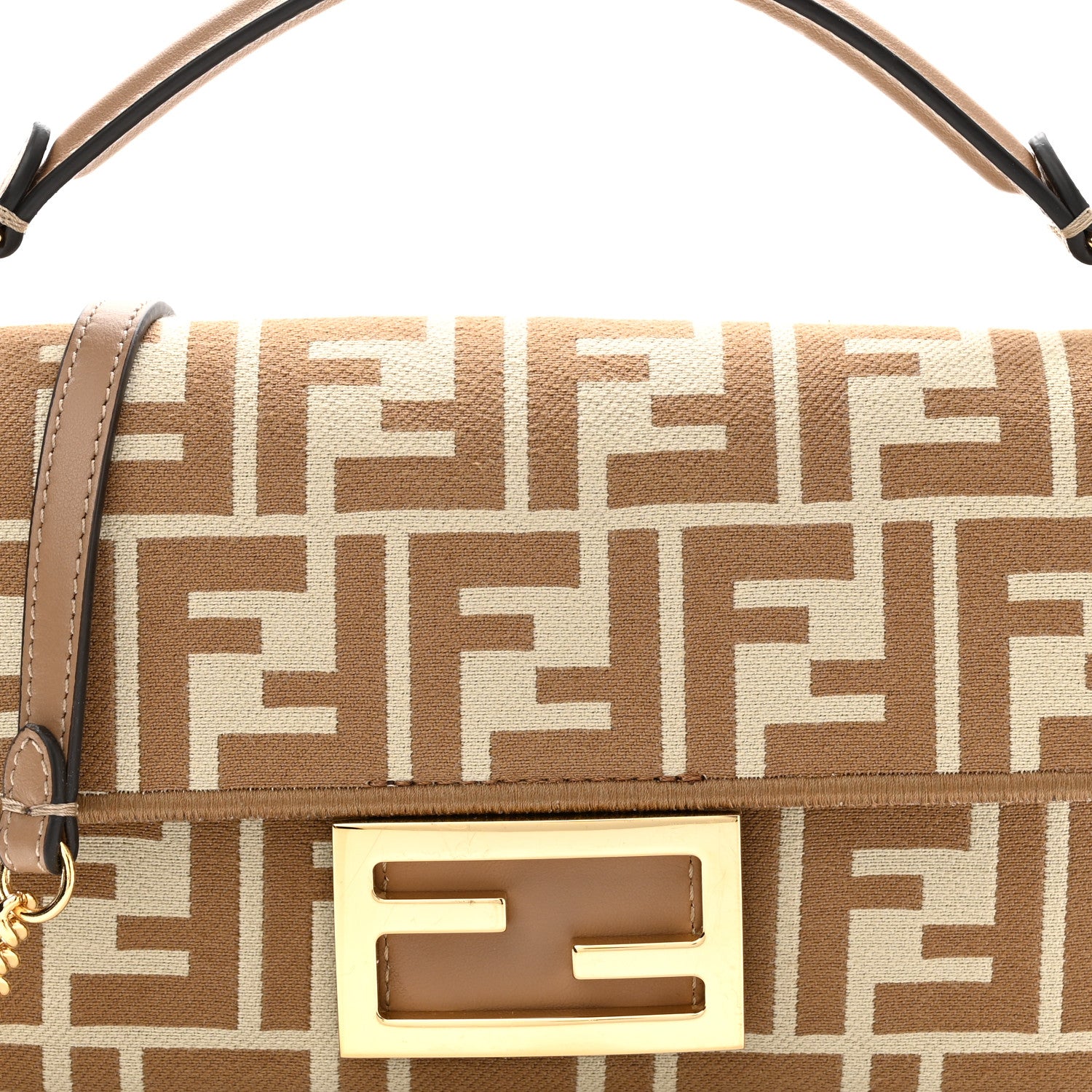 Fendi Fabric Jacquard FF 1974 Mini Baguette Beige 8 of 10