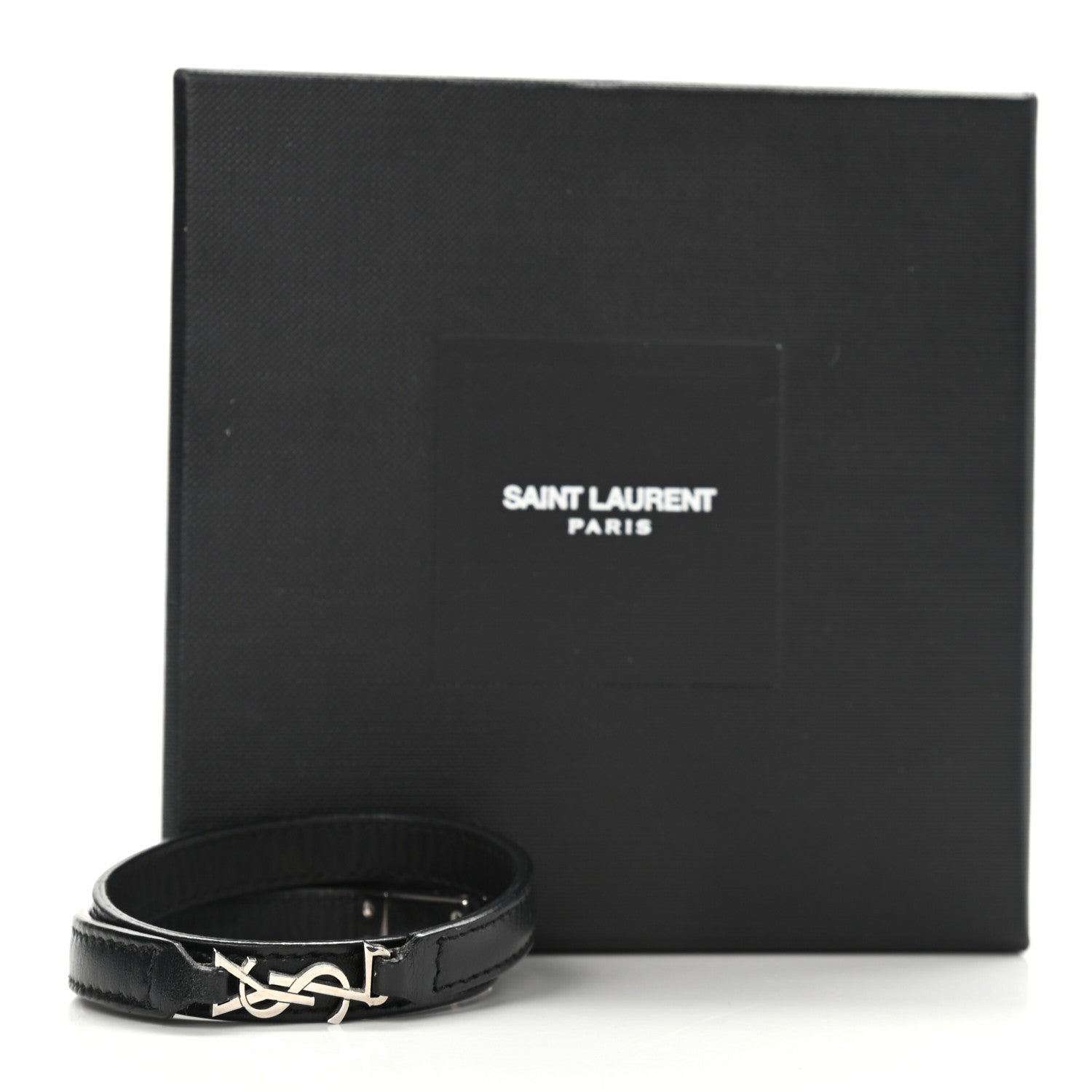 Saint Laurent Calfskin Double Wrap Bracelet Black 5 of 5