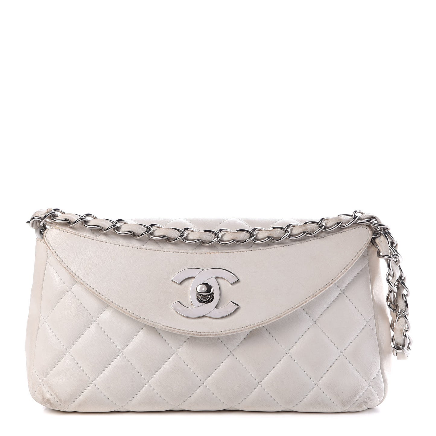 Lambskin Quilted Single Flap White