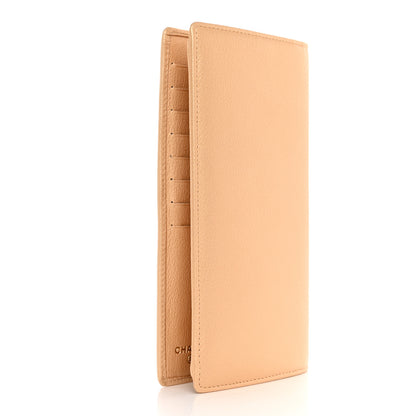 Chanel Metallic Goatskin Camellia Yen Wallet Beige 3 of 9
