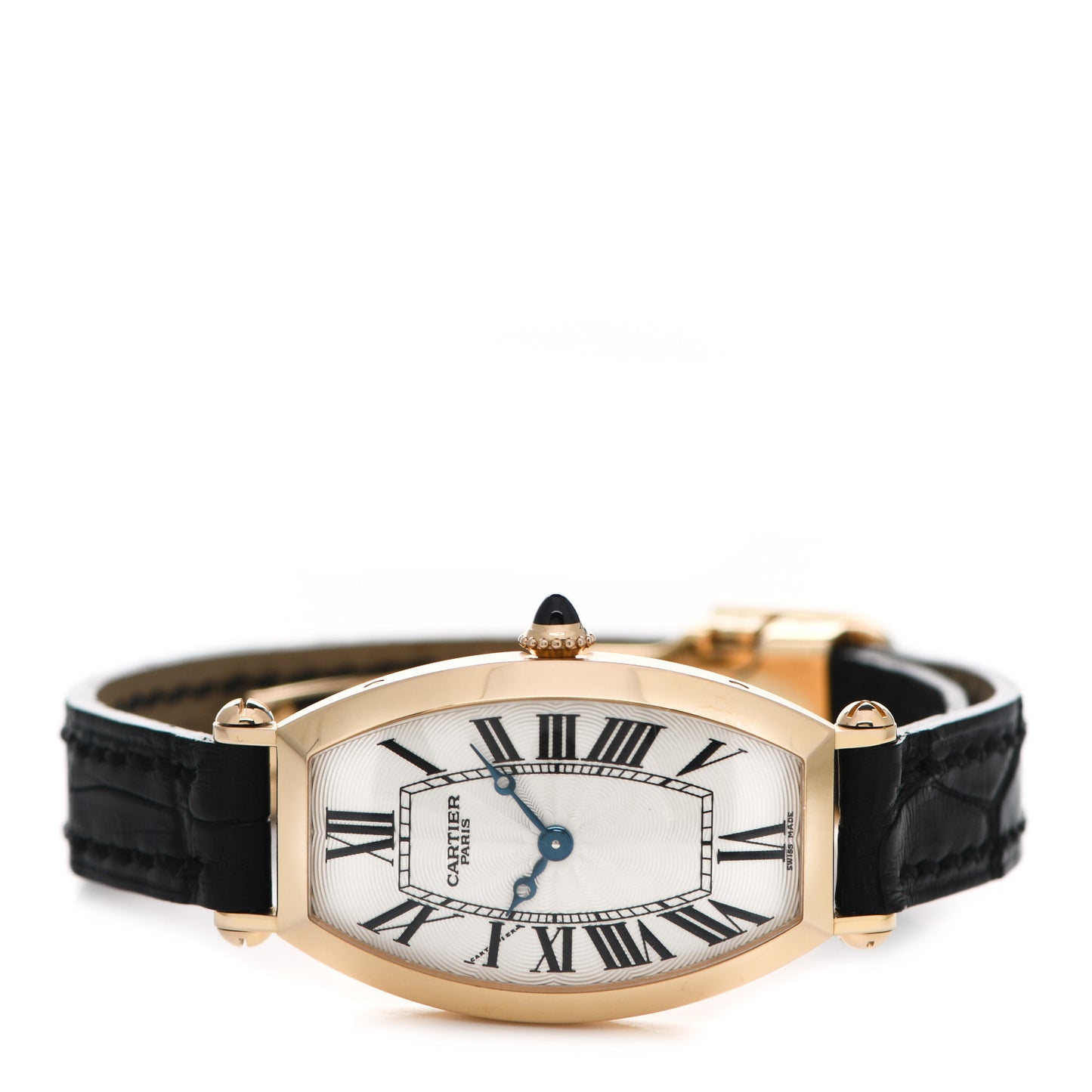 18K Yellow Gold Alligator 21mm Tonneau Manual Winding Watch