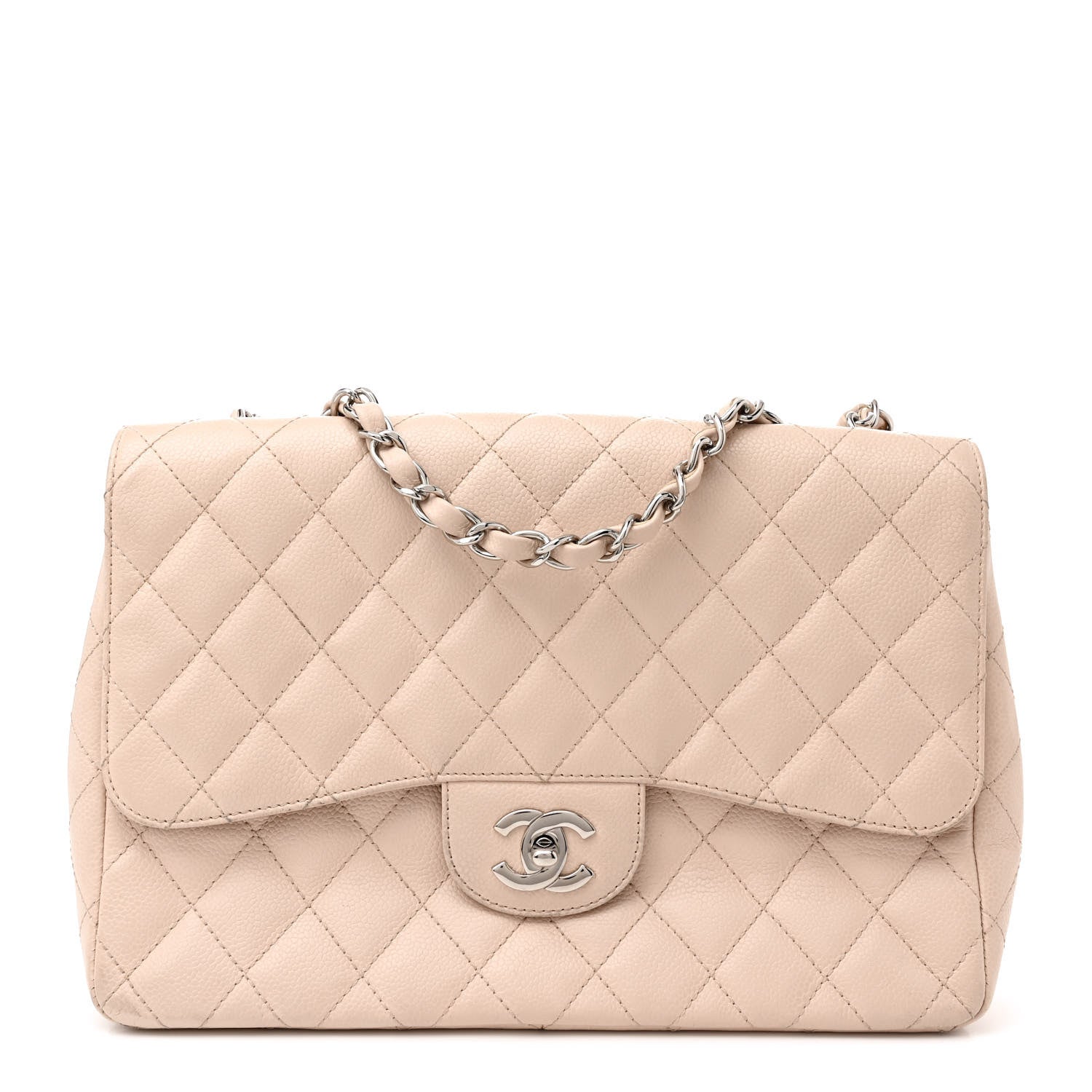 Chanel Caviar Quilted Jumbo Single Flap Beige Clair 1 of 16