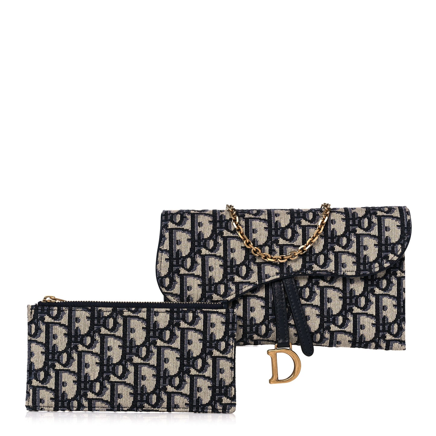 Oblique Saddle Chain Long Wallet Blue