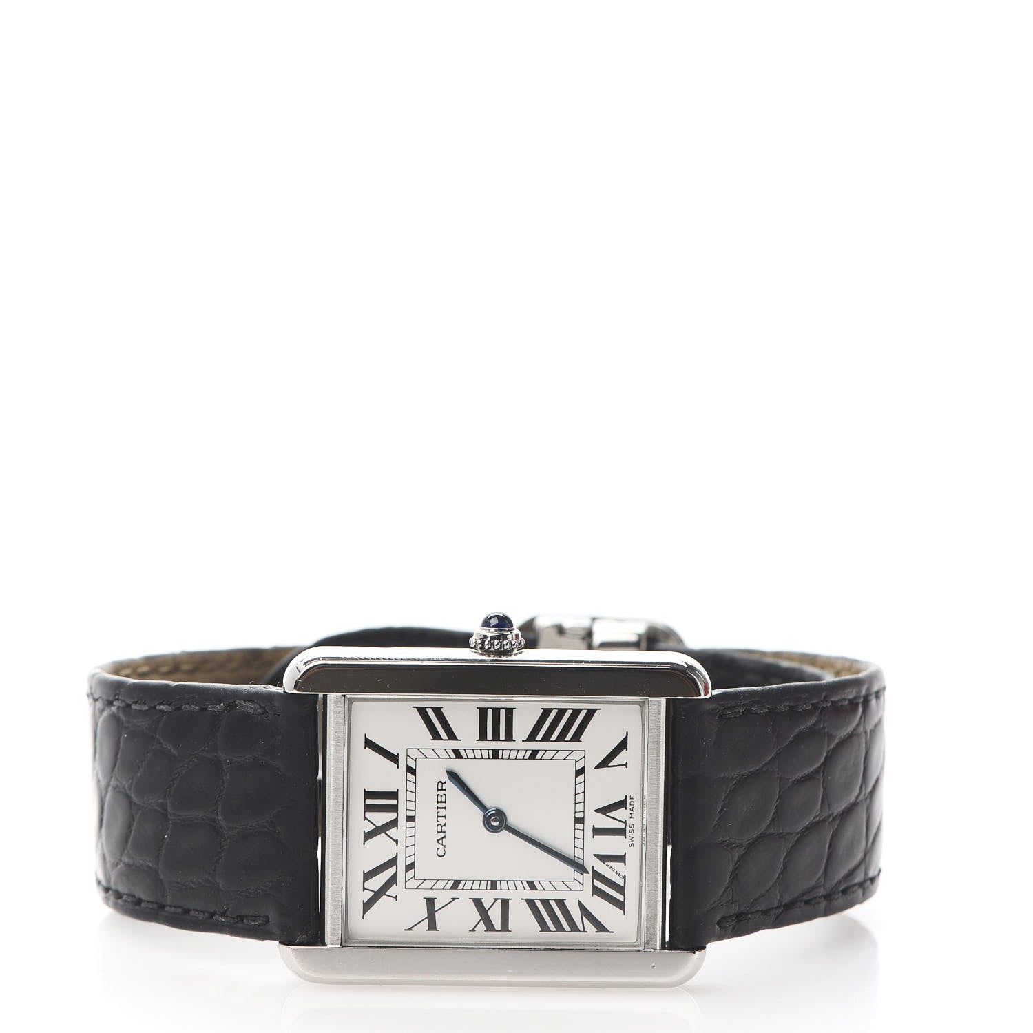 Cartier Stainless Steel Alligator 27mm Tank Solo Quartz Watch 3 of 8