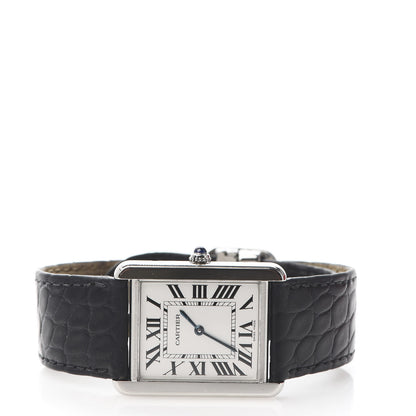 Cartier Stainless Steel Alligator 27mm Tank Solo Quartz Watch 3 of 8