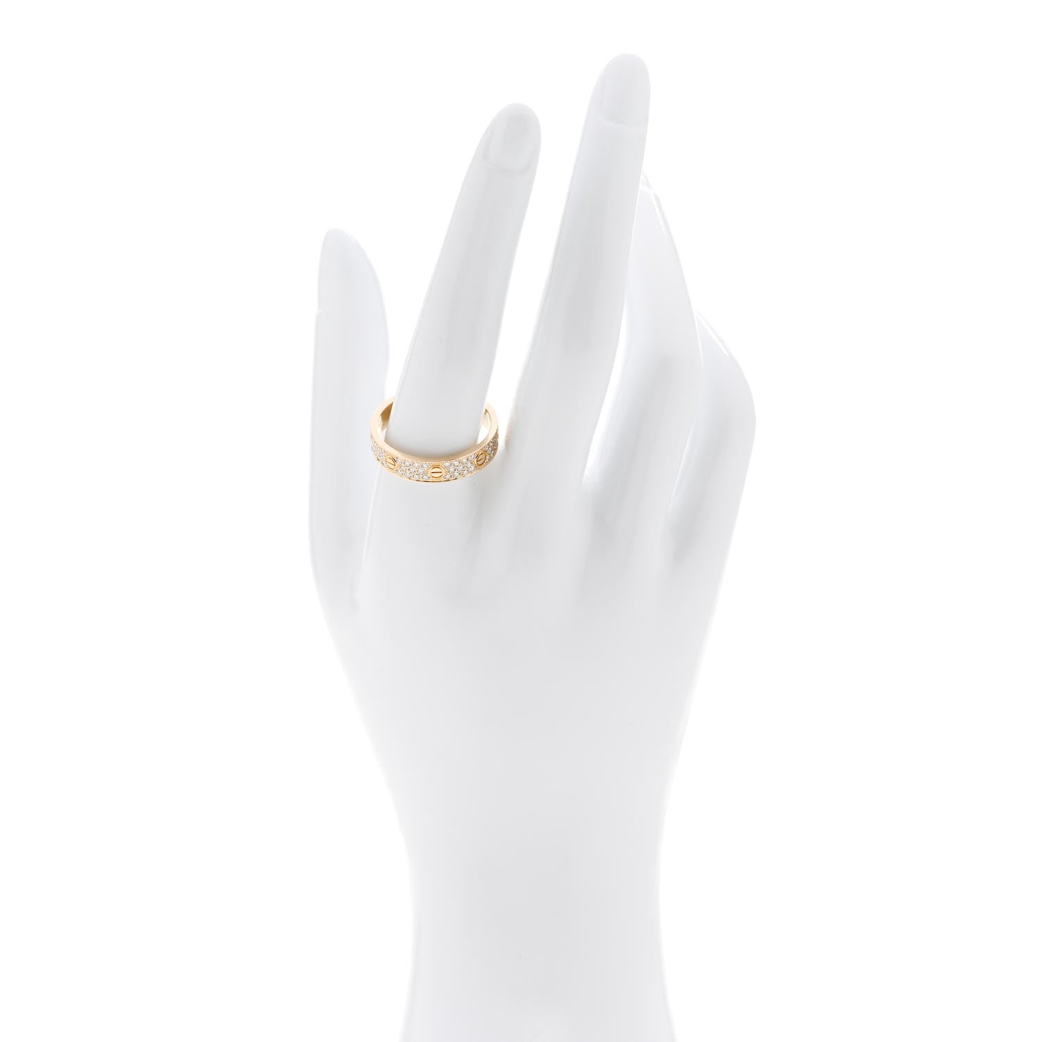 Cartier 18K Yellow Gold Diamond 4mm LOVE Wedding Paved Band Ring 63 10.25 2 of 5