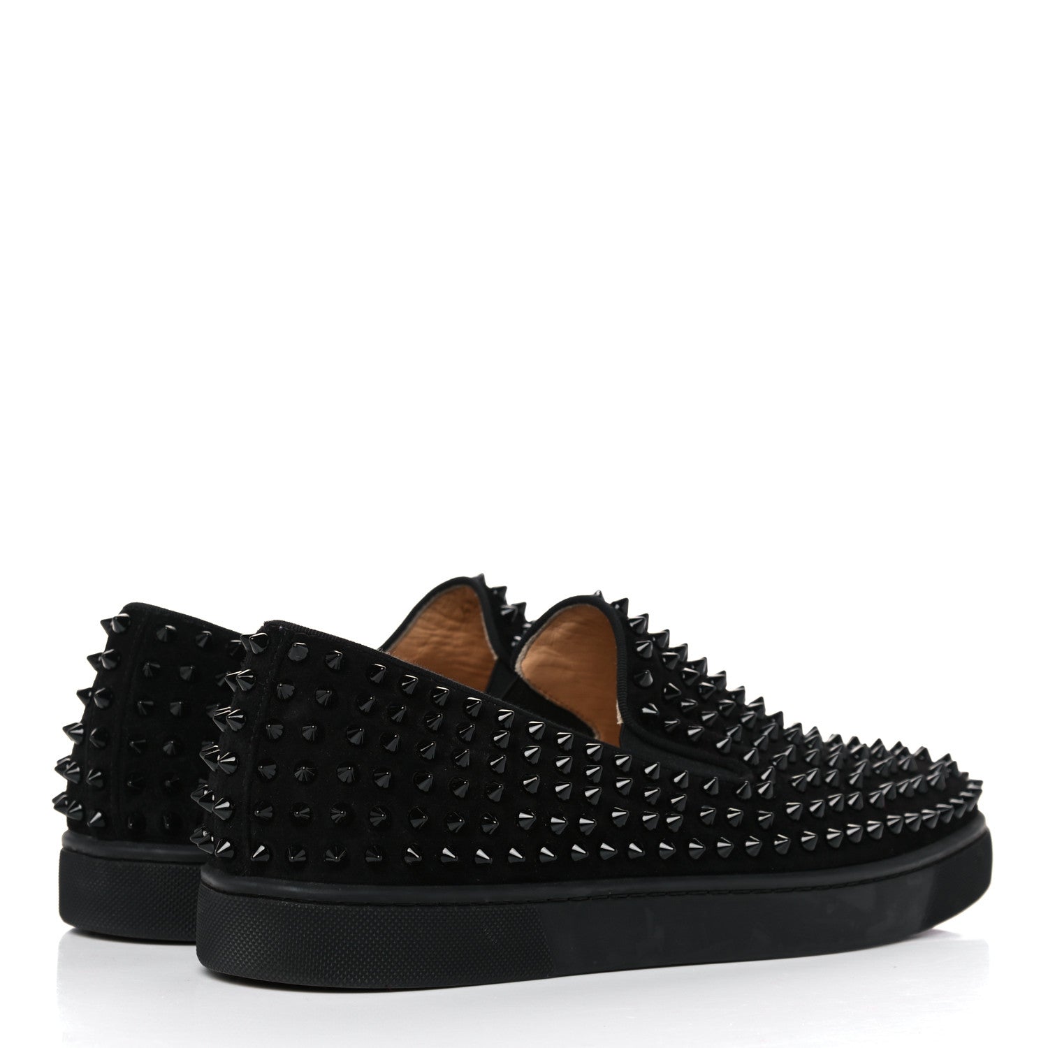 Christian Louboutin Veau Velours Spikes Mens Roller Boat Flat 43.5 Black 4 of 14