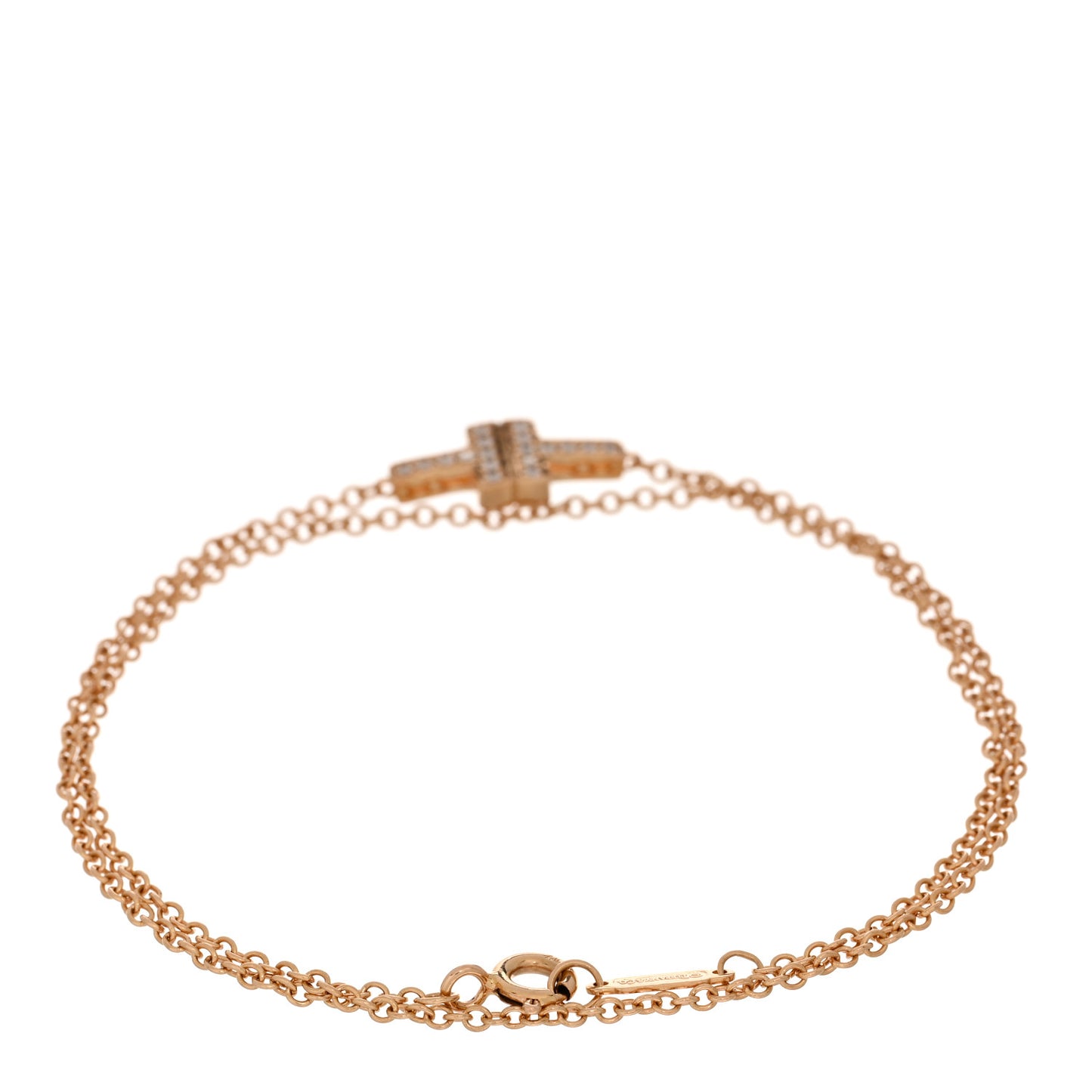 18K Rose Gold Diamond T Double Chain Bracelet