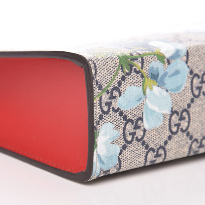 Gucci GG Supreme Monogram Blooms Large Cosmetic Case Beige Blue Navy Hibiscus Red 10 of 11