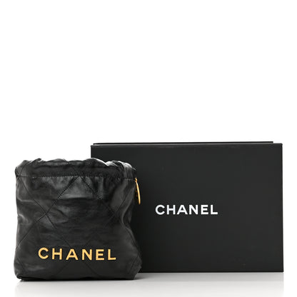 Chanel Shiny Crumpled Calfskin Quilted Pearl Mini Chanel 22 Black 11 of 11