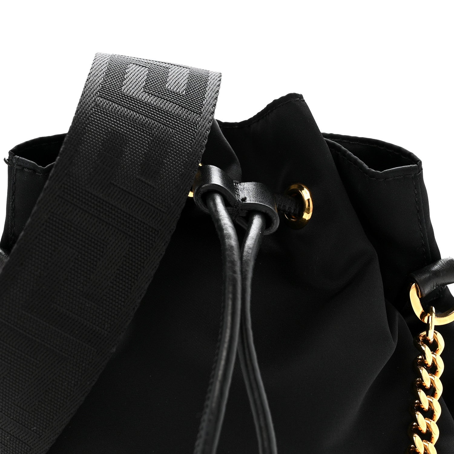 Versace Nylon Medusa Drawstring Bucket Bag Black 9 of 13