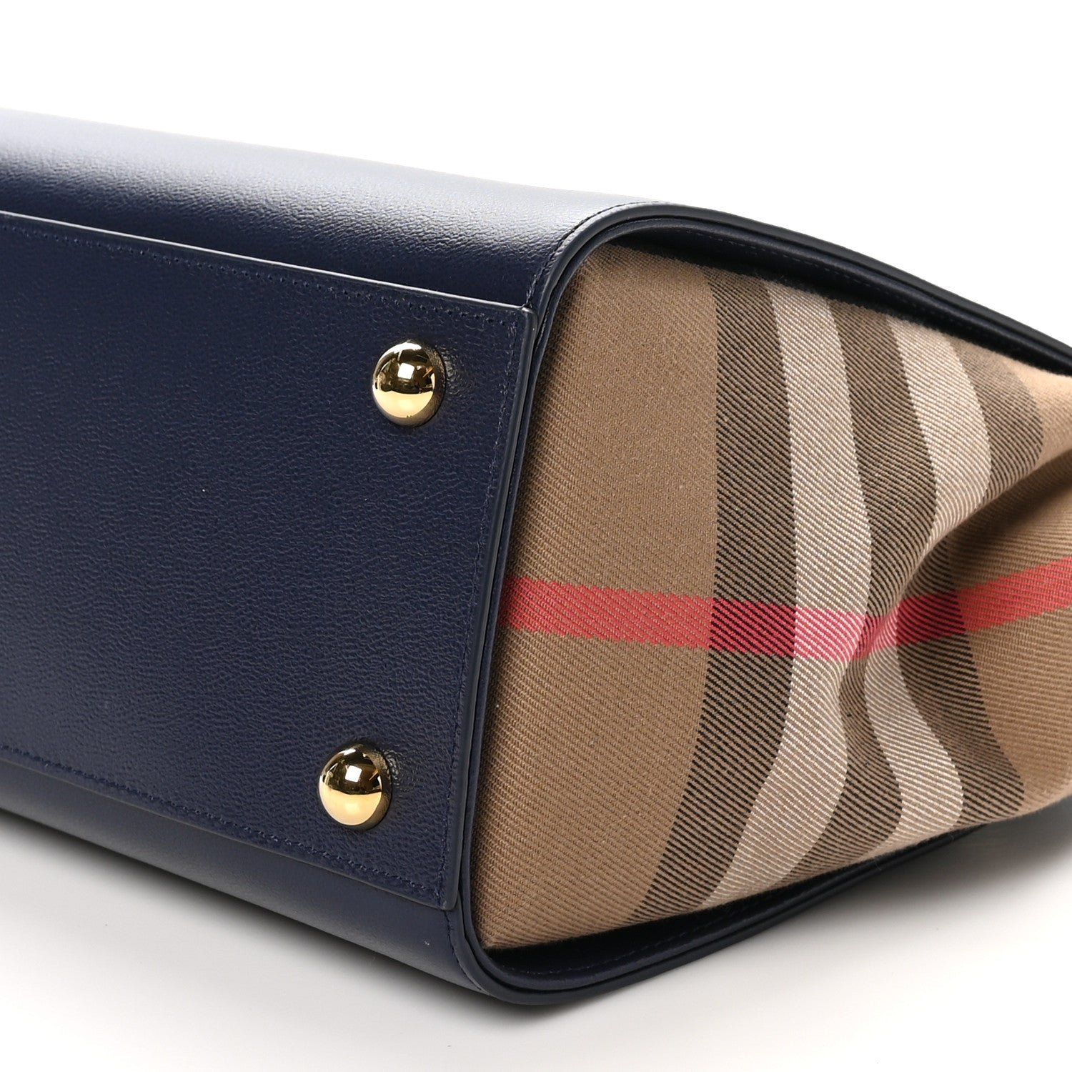 Burberry Calfskin Mega Check Small Banwell Tote Dark Canvas Blue