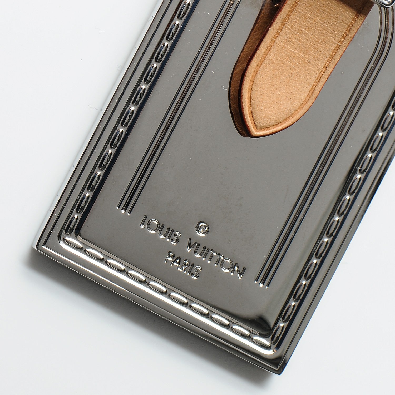 Louis Vuitton Metal Luggage Tag Key Holder Silver 3 of 4
