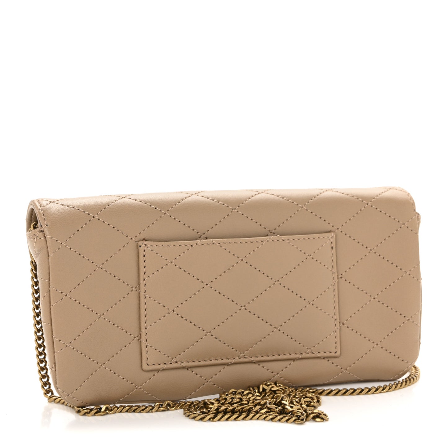 Lambskin Quilted Gaby Phone Holder Crossbody Dark Toffee
