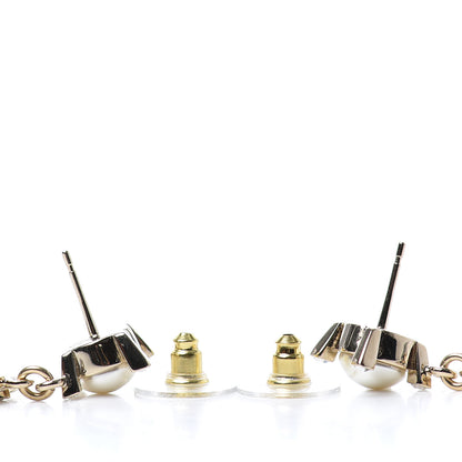 Chanel Crystal Pearl CC Drop Earrings Gold 3 of 4
