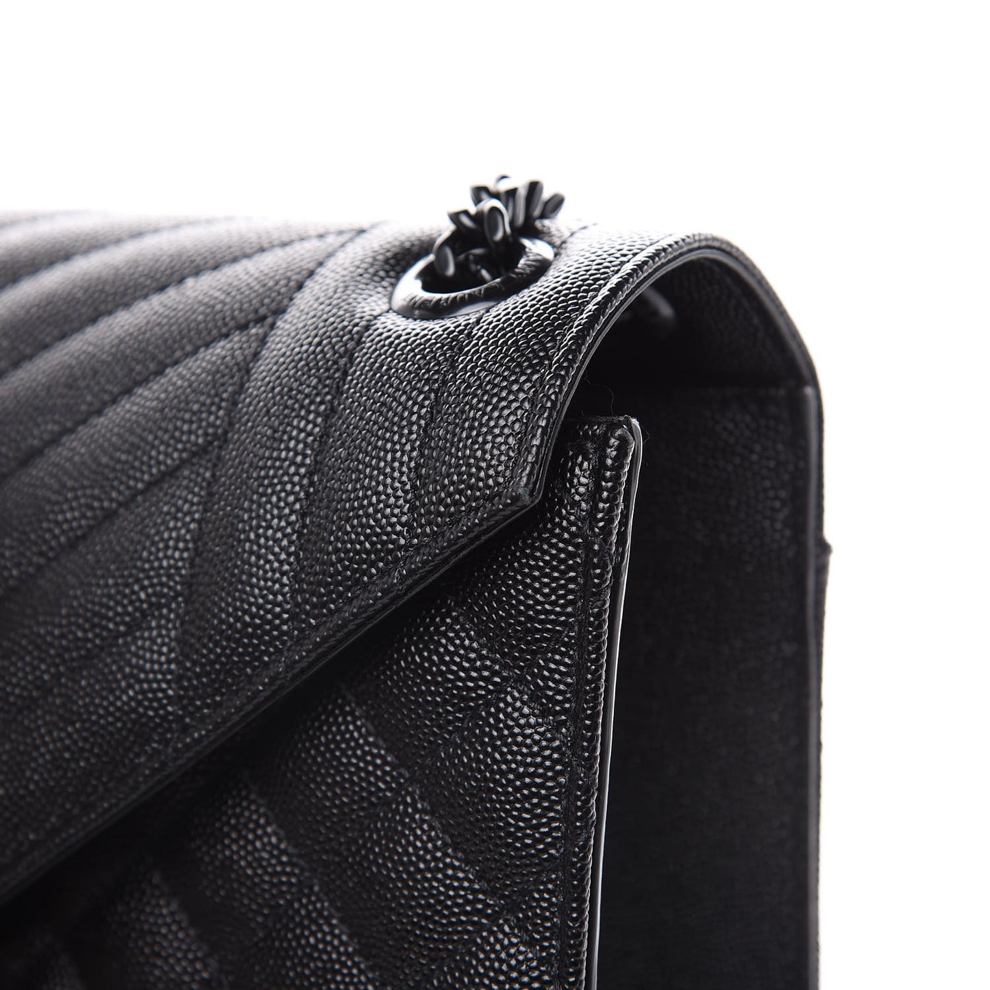 Grain De Poudre Textured Mixed Matelasse Large Triquilt Monogram Monochrome Satchel Black