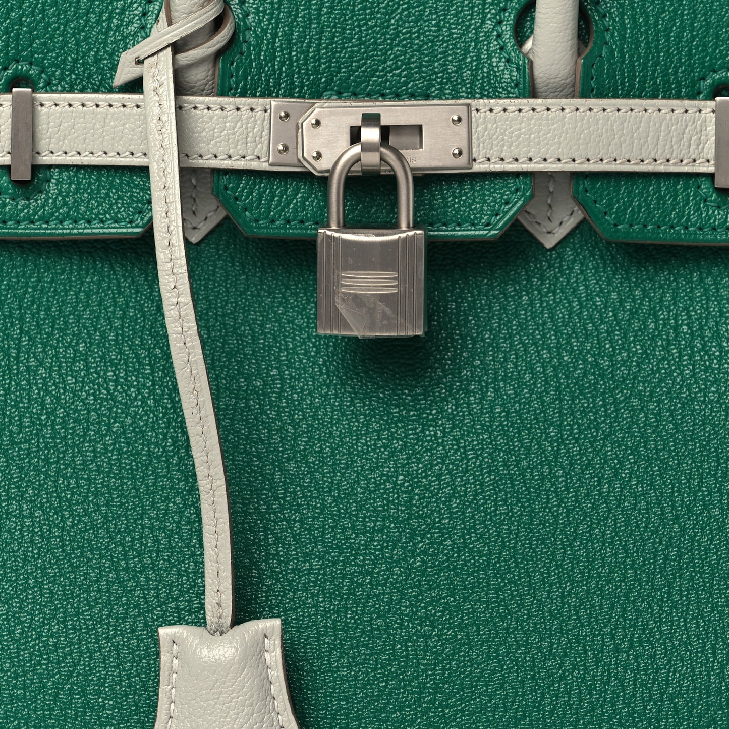 Chevre Mysore Horseshoe Birkin 25 Vert Vertigo Gris Perle