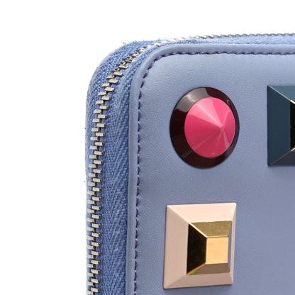 Fendi Vitello Liberty Studded Zip Around Wallet Azzurro Sky Multicolor 10 of 13