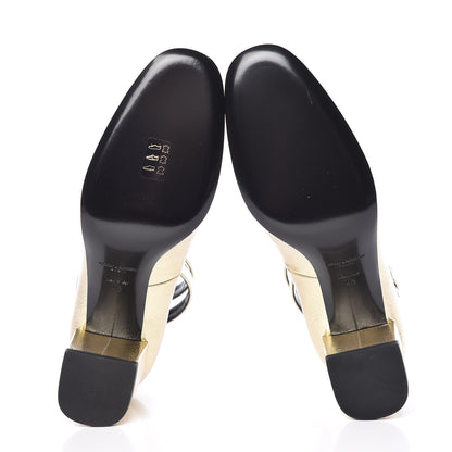 Saint Laurent Metallic Calfskin Babies Ankle Strap Pumps 40 Platino 7 of 11