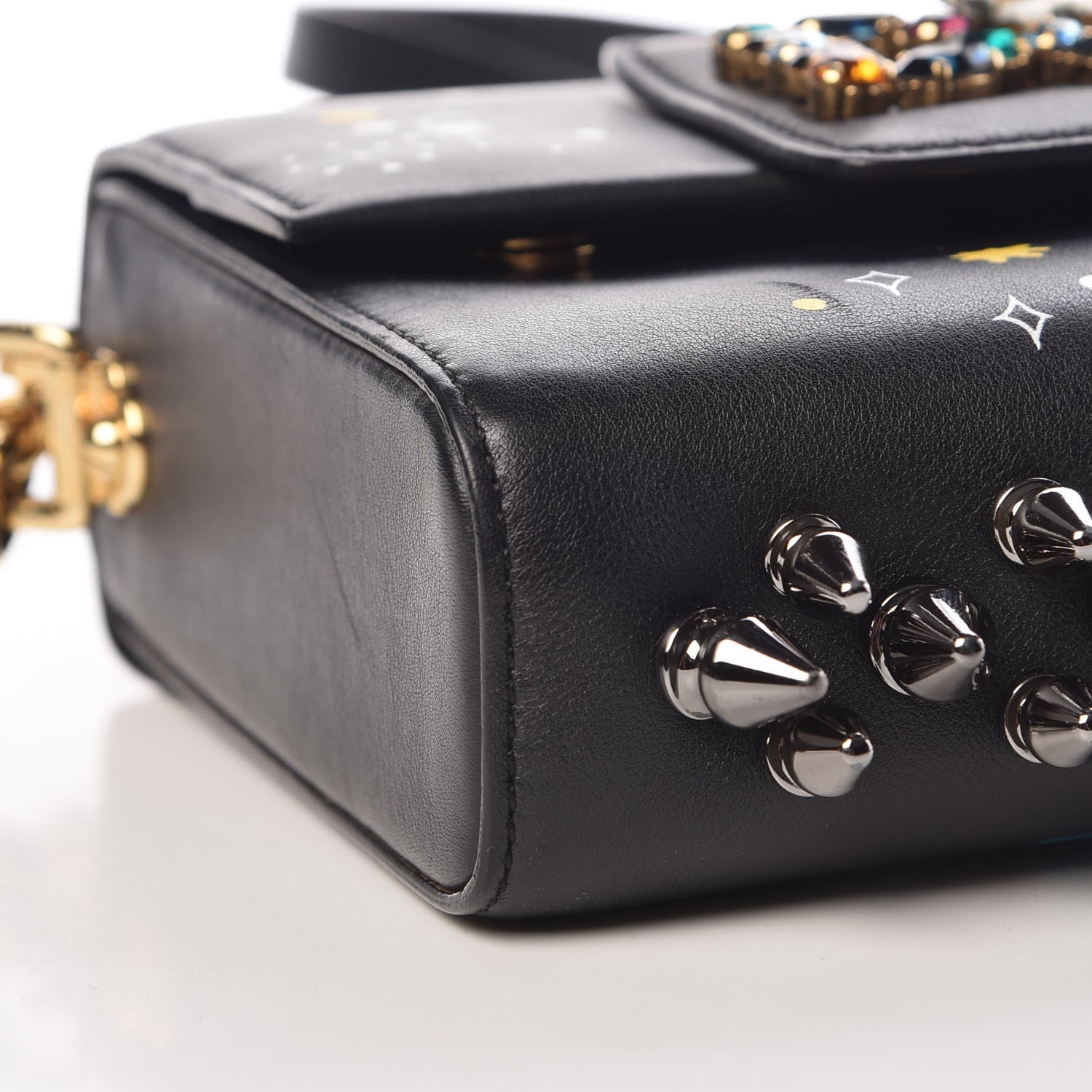 Dolce & Gabbana Crystal Embellished Calfkskin Mini Milennials Robot Satchel Black 7 of 11