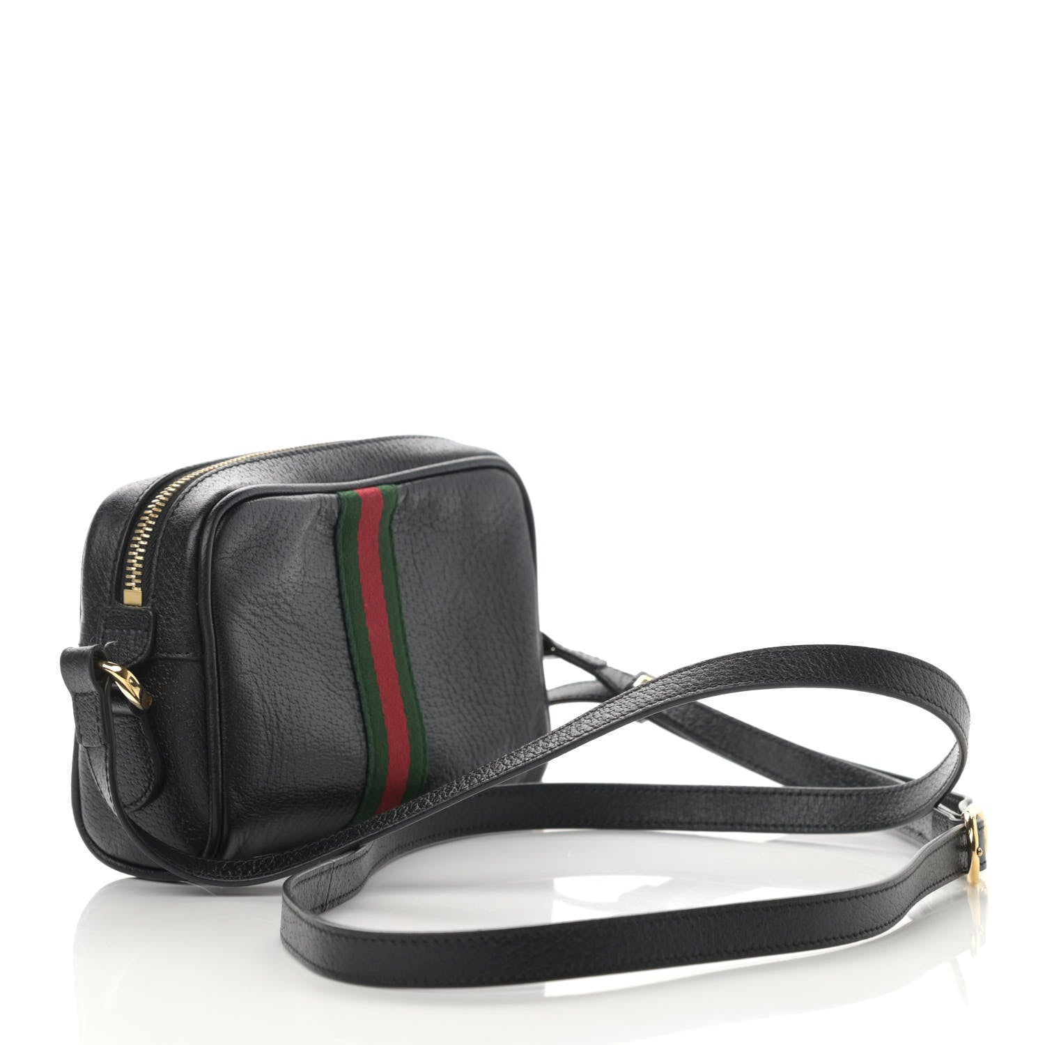 Gucci Calfskin Web Mini Ophidia Shoulder Bag Black 3 of 12