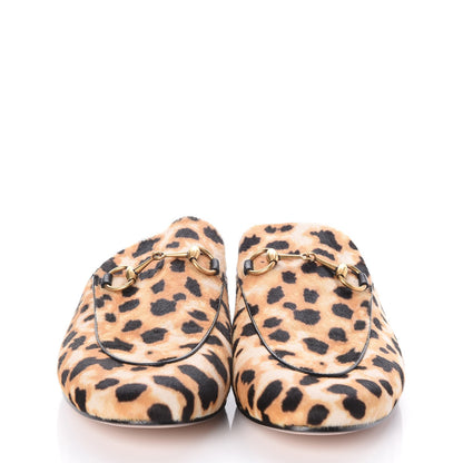 Gucci Calf Hair Leopard Print Womens Princetown Slippers 39.5 Naturale Black 2 of 8