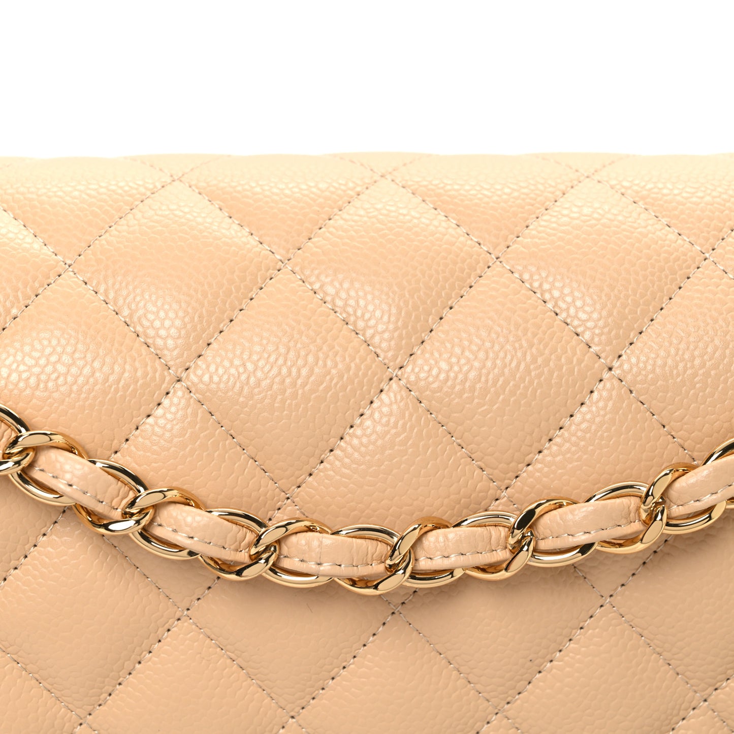 Caviar Quilted Jumbo Double Flap Beige