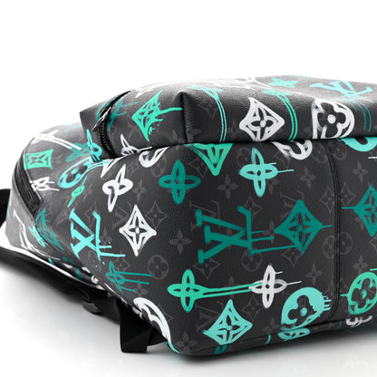 Louis Vuitton Monogram Eclipse LV Graffiti Discovery Backpack Green Lights 8 of 10