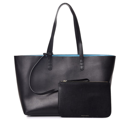 Mansur Gavriel Calfskin Small Shopping Tote Black Blue 1 of 13