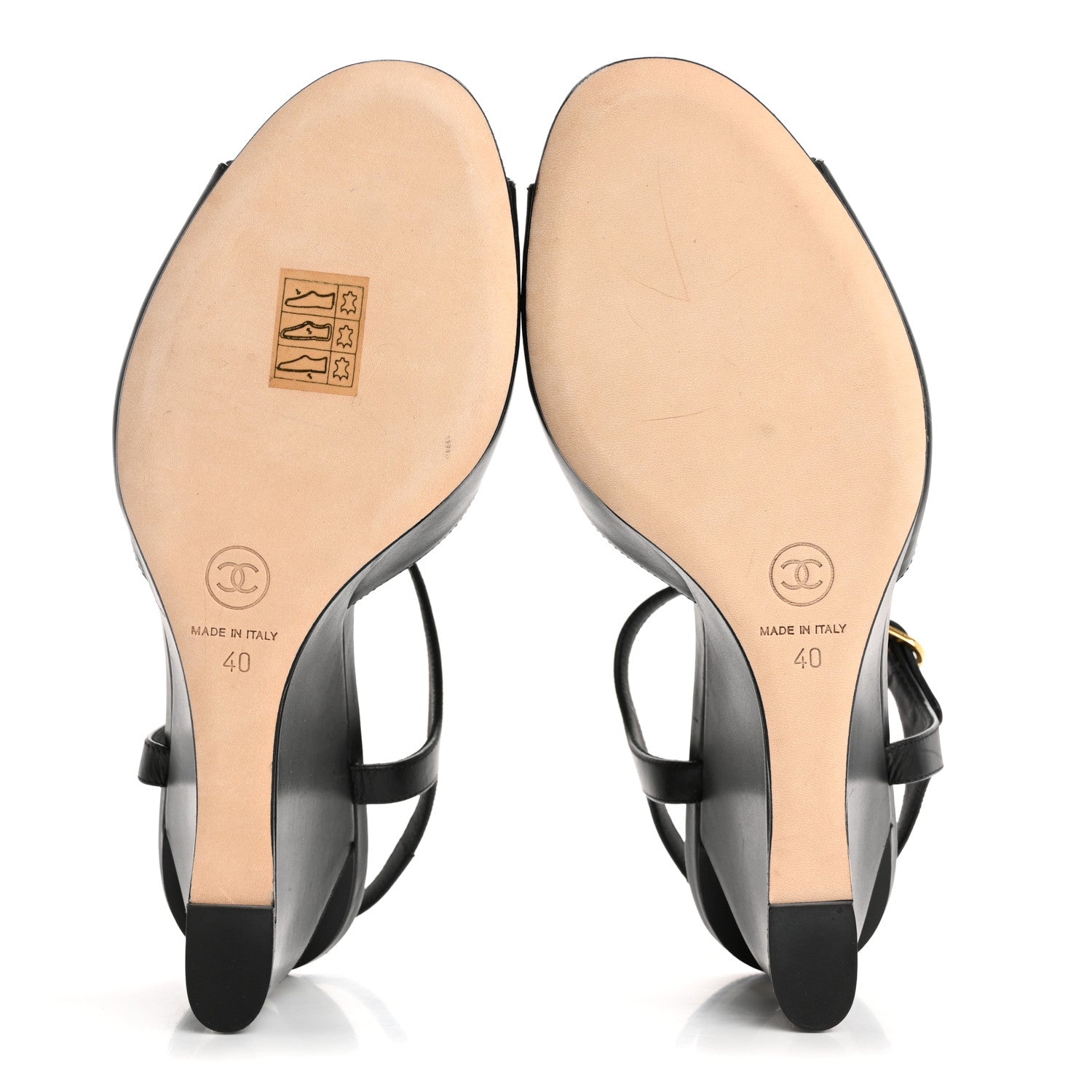 Chanel Lambskin Pearl CC Wedge Sandals 40 Black 6 of 10