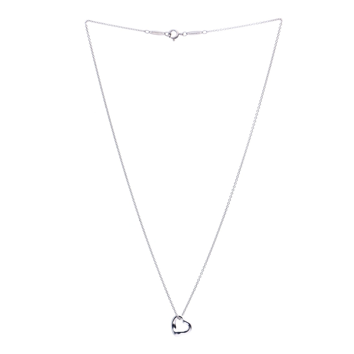 Sterling Silver 11mm Elsa Peretti Open Heart Pendant Necklace