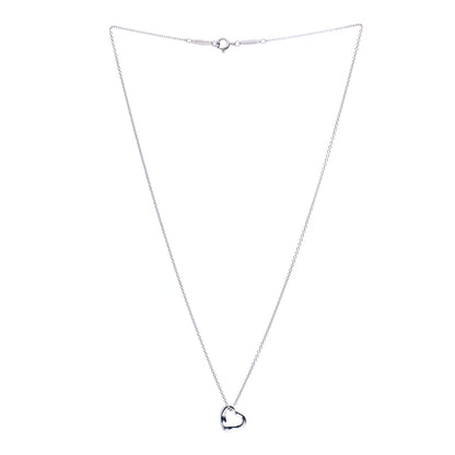 Tiffany Sterling Silver 11mm Elsa Peretti Open Heart Pendant Necklace 3 of 5