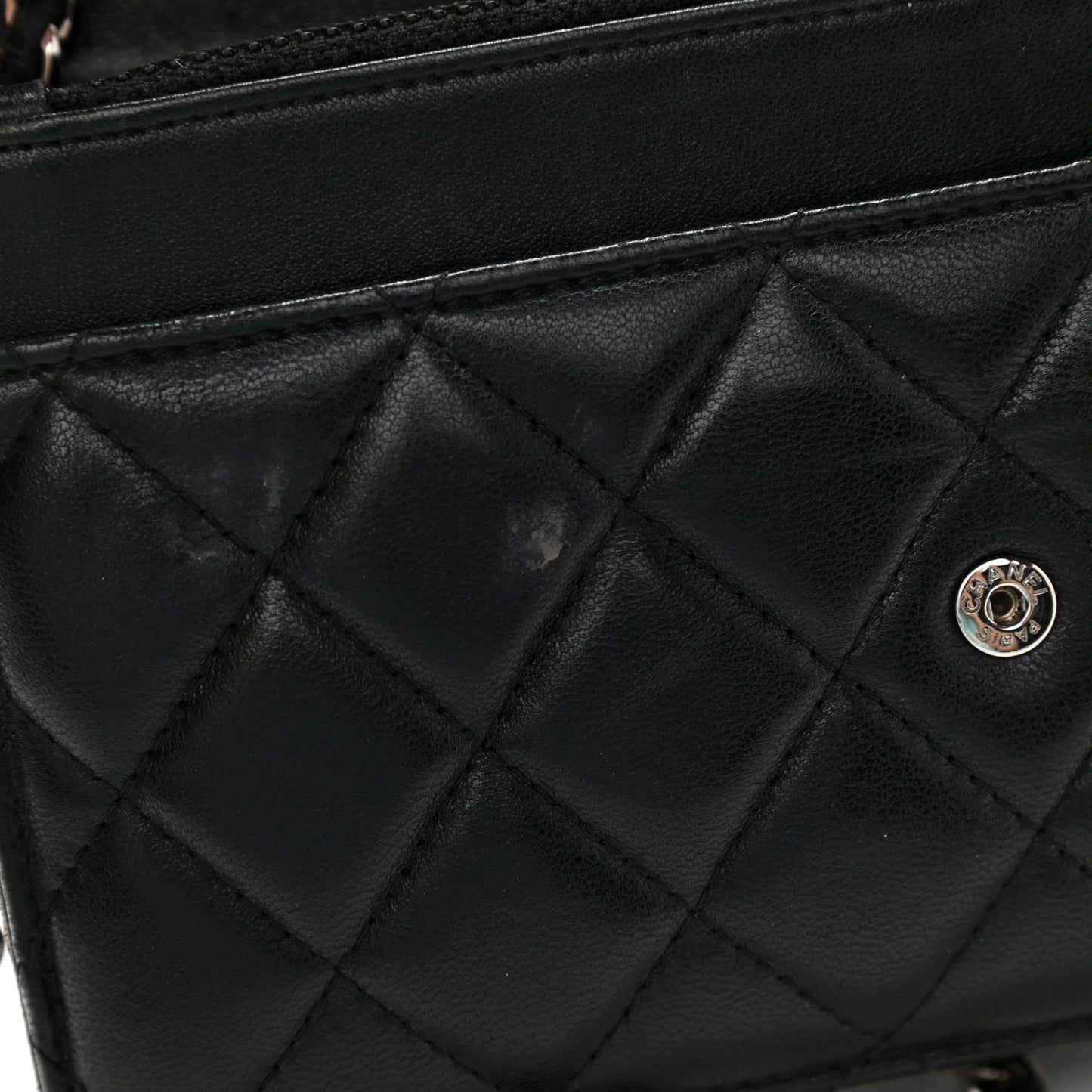 Lambskin Quilted Wallet On Chain WOC Black