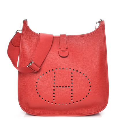Hermes Taurillon Clemence Evelyne III GM Rouge Casaque 1 of 8