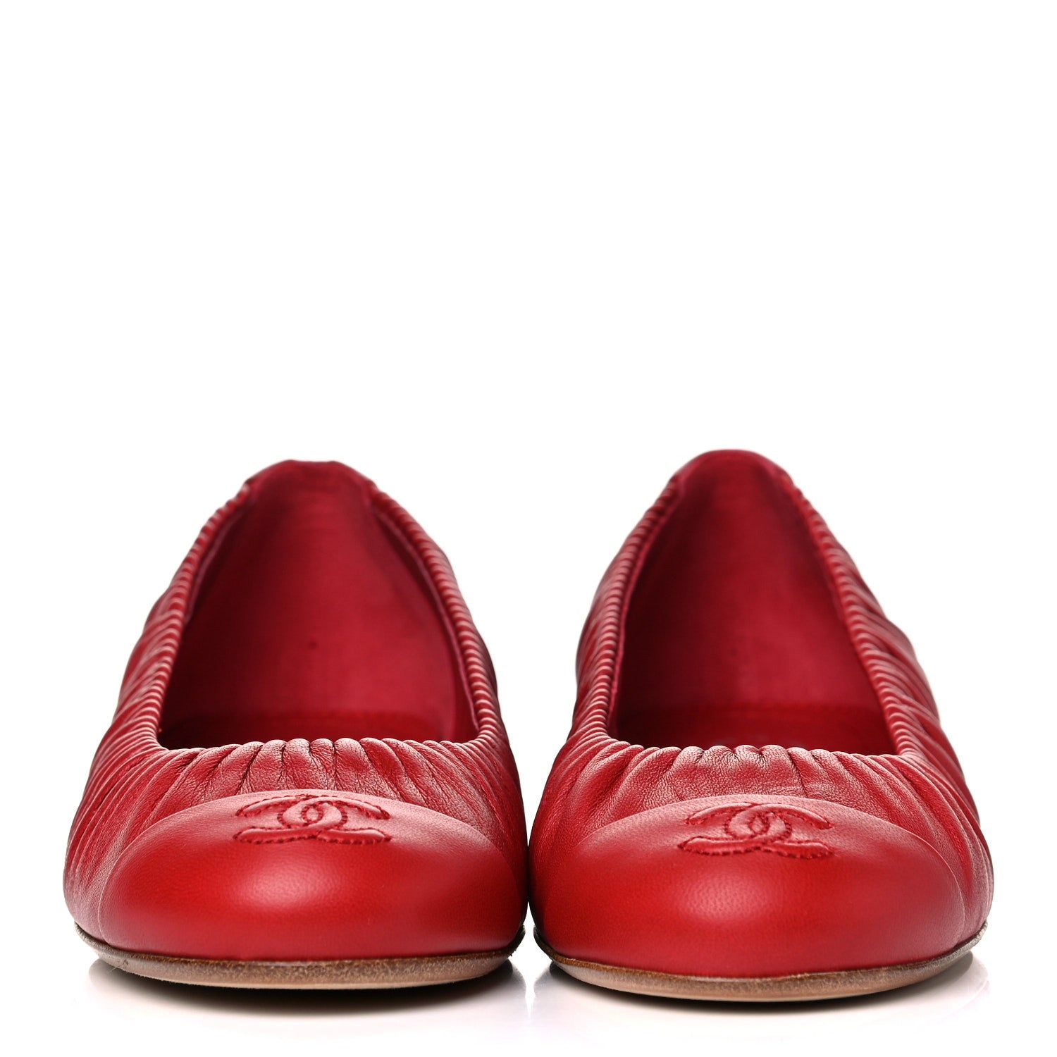 Chanel Lambskin CC Cap Toe Ballerina Flats 36 Red 2 of 11