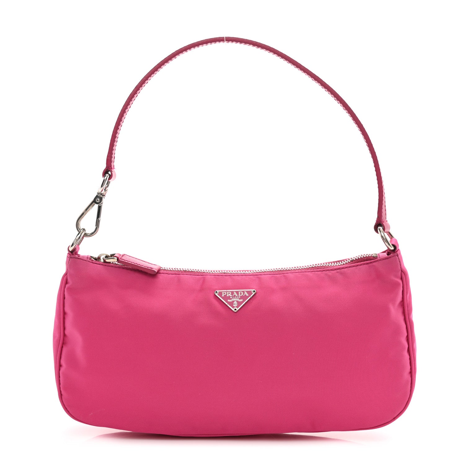 Prada Tessuto Nylon Saffiano Barrel Pochette Pink 1 of 7