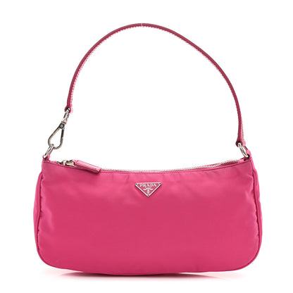 Prada Tessuto Nylon Saffiano Barrel Pochette Pink 1 of 7