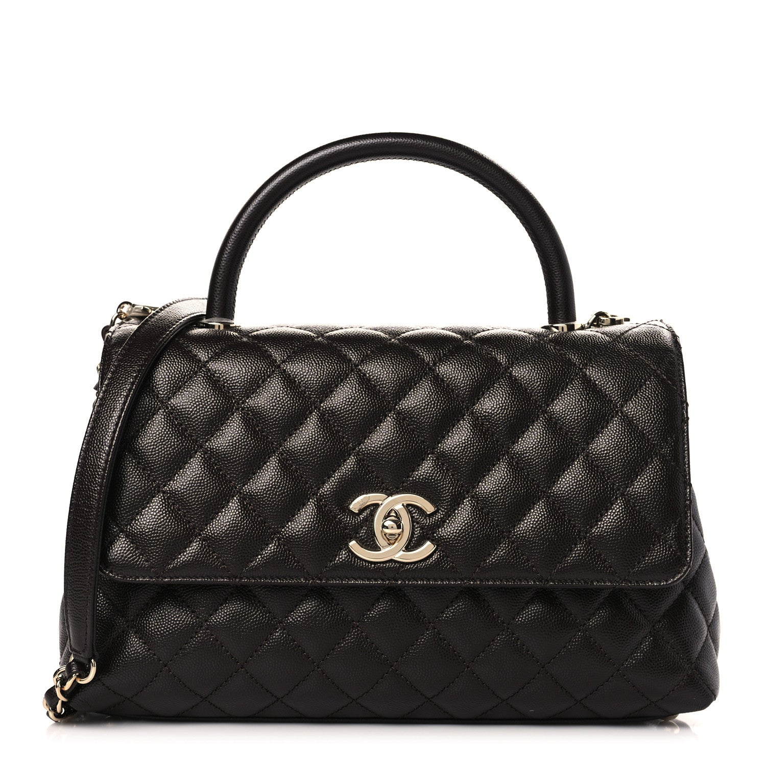 Chanel Caviar Quilted Small Coco Handle Flap Dark Brown 1 of 8