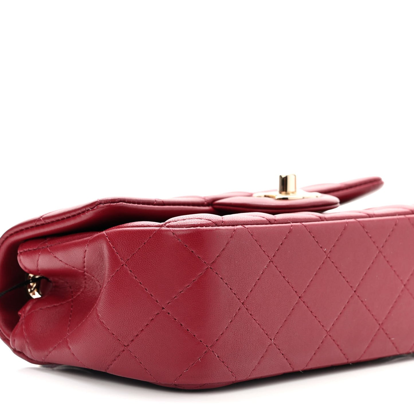 Lambskin Quilted Mini Rectangular Flap Burgundy