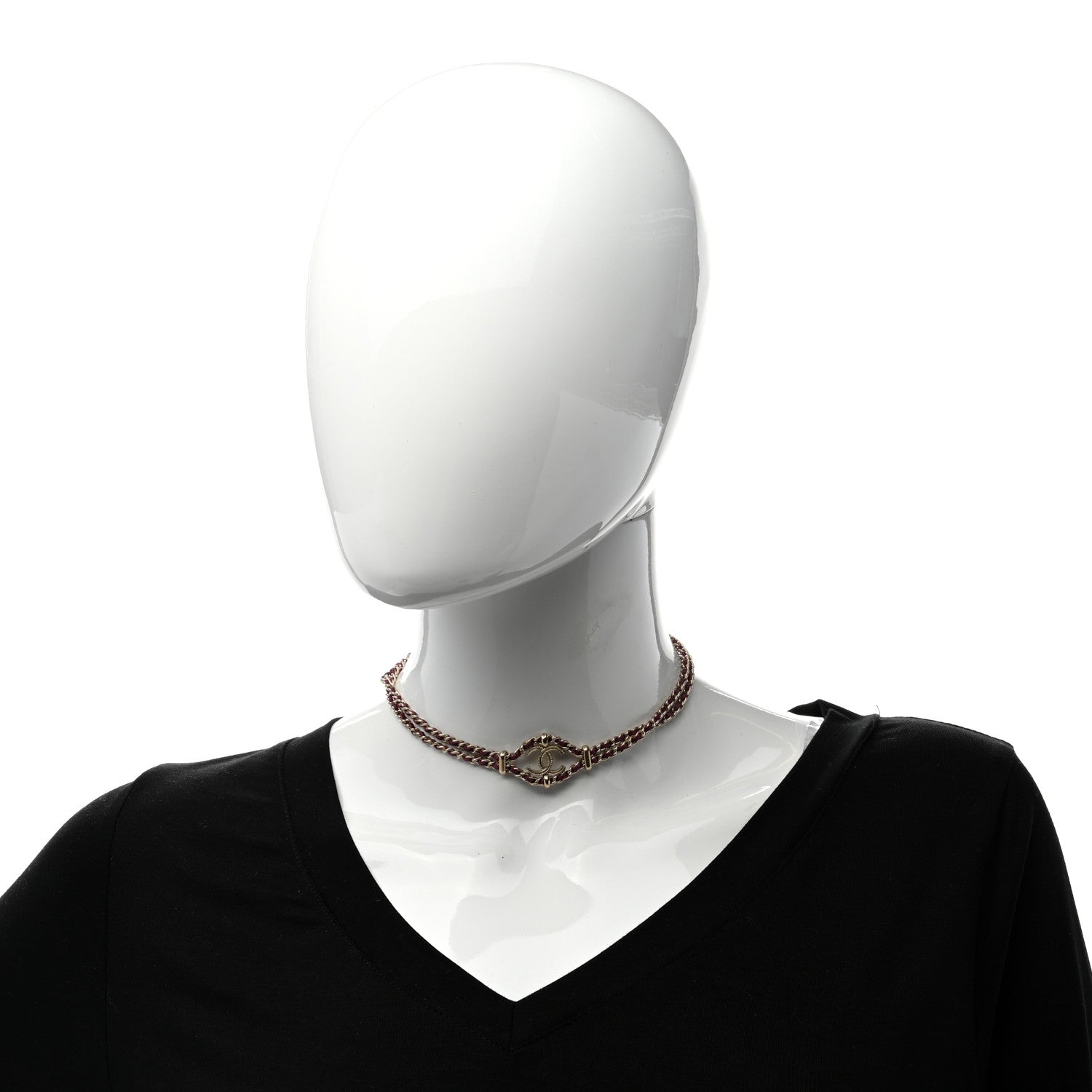 Chanel Metal Lambskin CC Chain Link Necklace Dark Pink 2 of 4