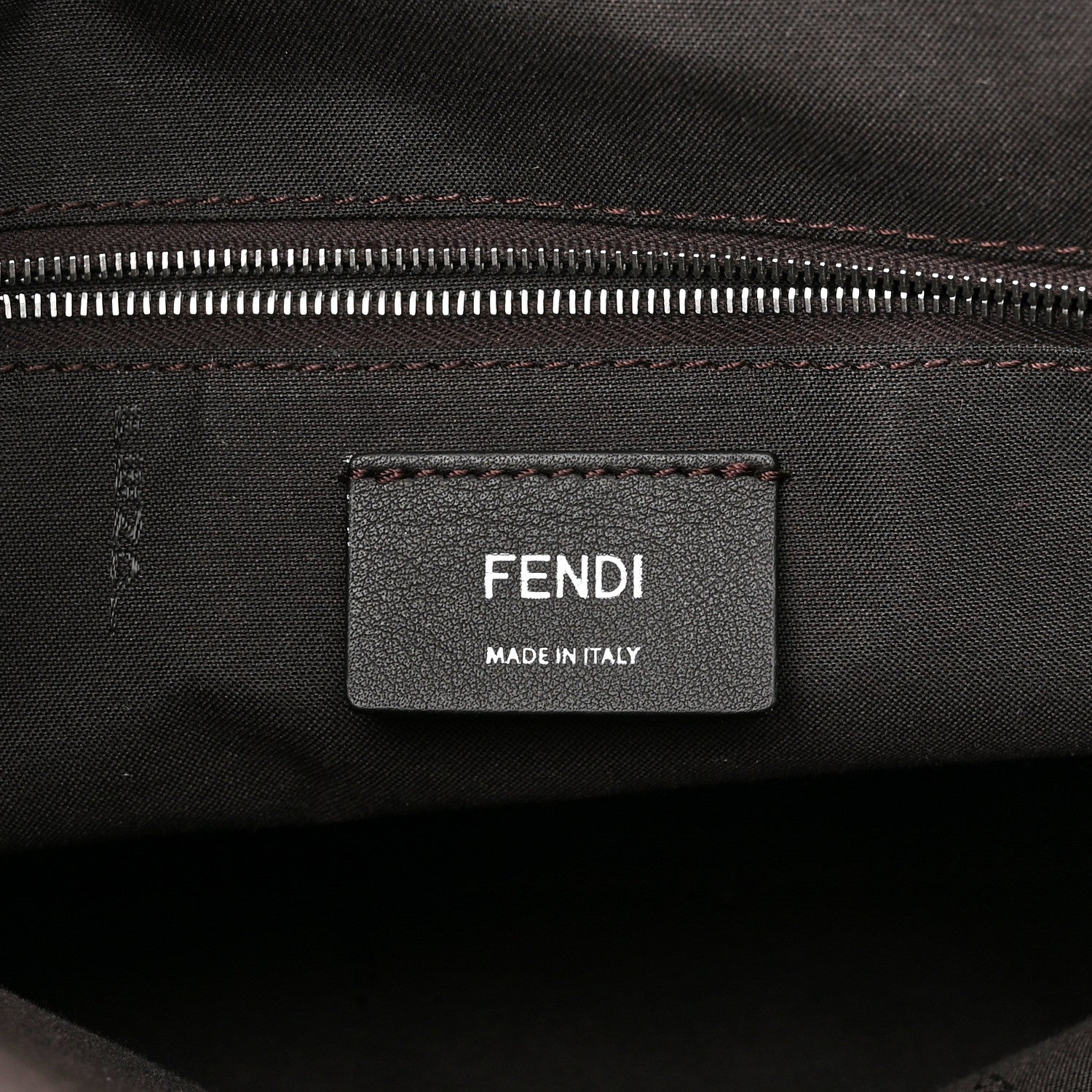 Fendi Glazed Fabric Vitello Century FF 1974 Stamp Patch Shopping Tote Mogano Panna Caramello 6 of 10