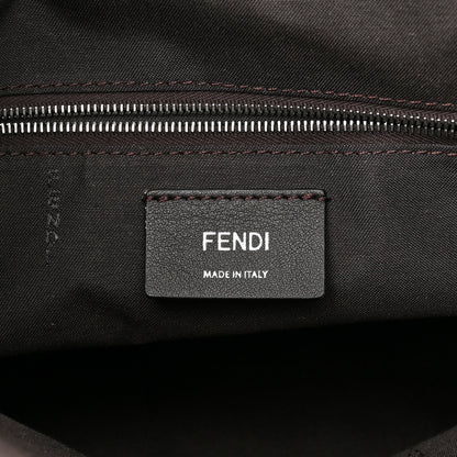 Fendi Glazed Fabric Vitello Century FF 1974 Stamp Patch Shopping Tote Mogano Panna Caramello 6 of 10